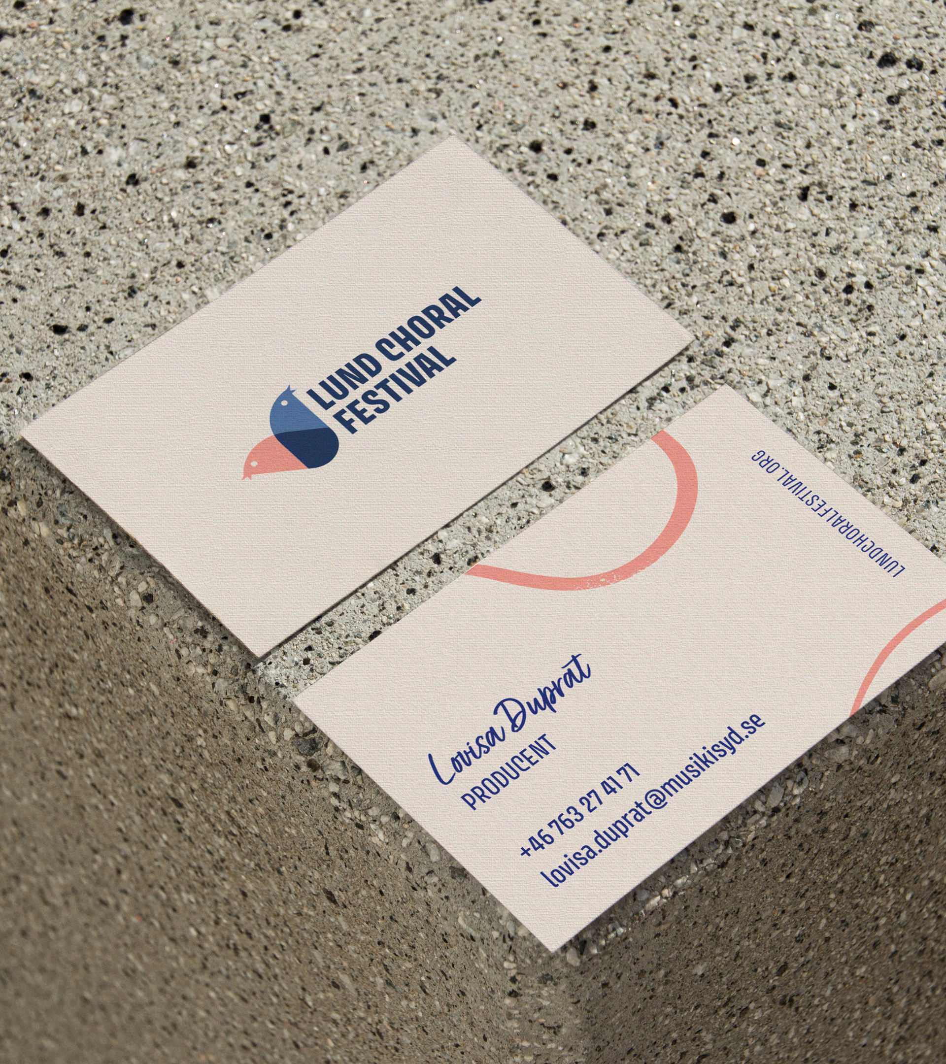 Business card for Lund choral festival designed by Studio Poi